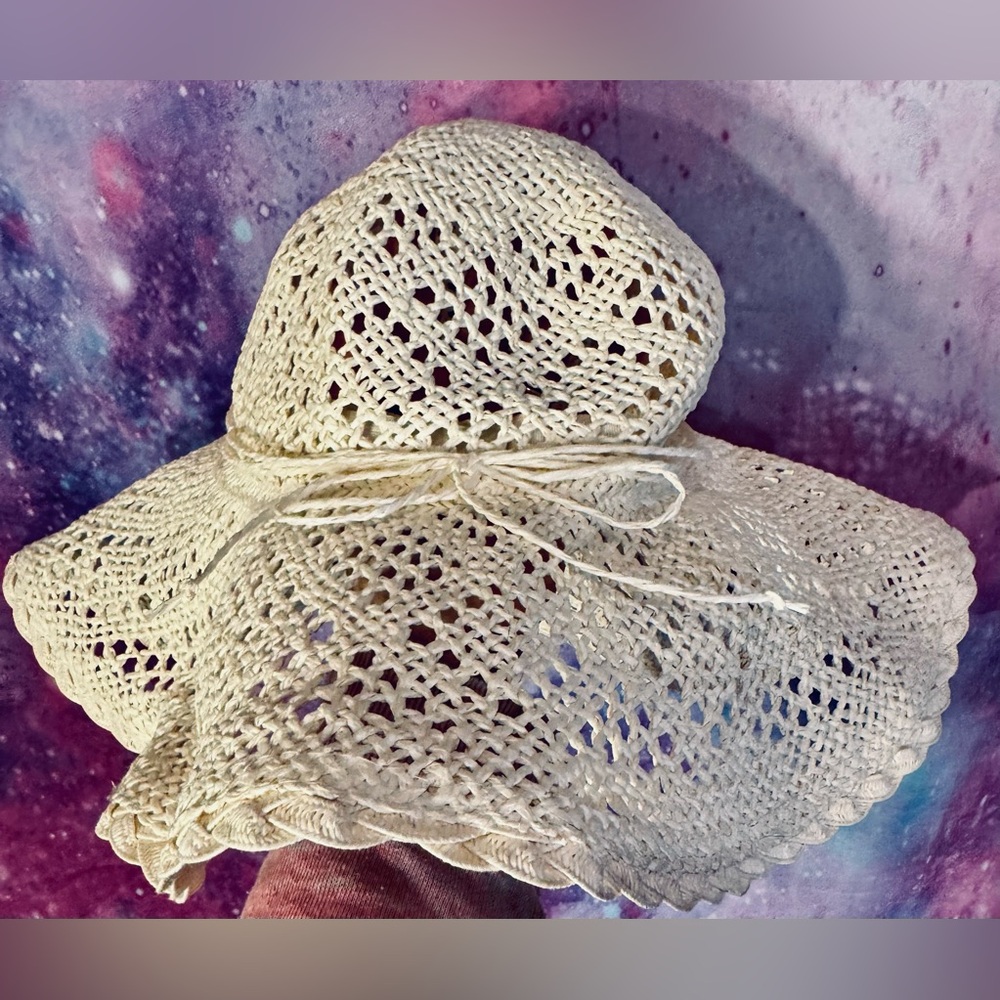 Elegant Cream Crochet Sun Hat